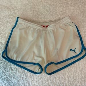 PUMA White with Blue Accent Drawstring Short - S